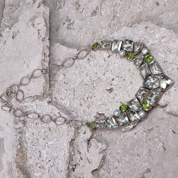 Artisan Crafted Gemstone Chevron Bib Necklace - Picture 4 of 8